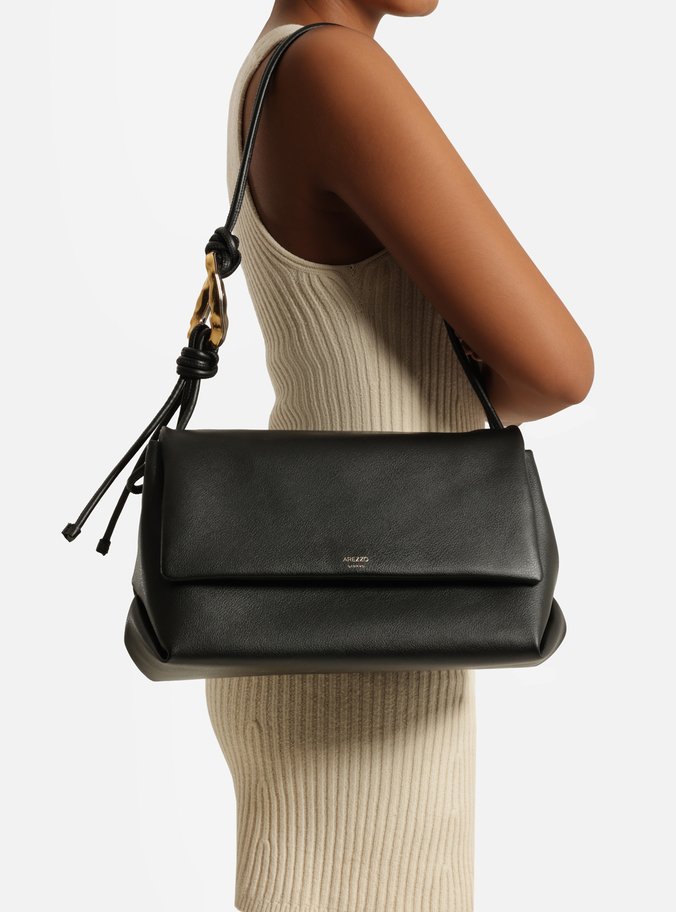 Bolsa Shoulder Preta Grande Metal Orgânico