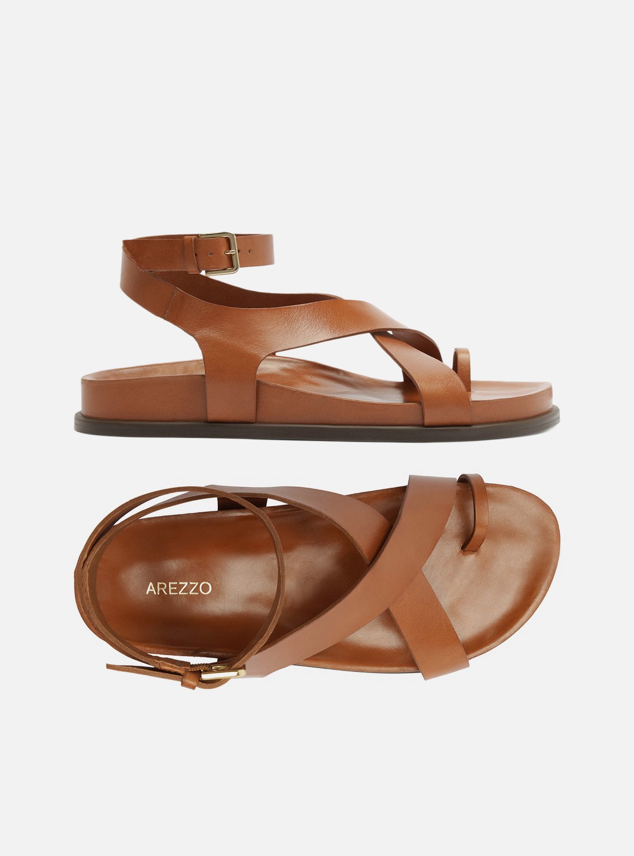Sandália Papete Marrom Couro Flatform Fivela Tiras — foto 5