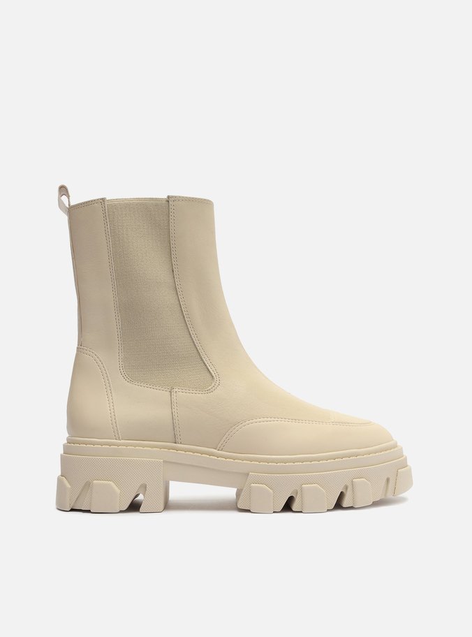 Bota Off-White Couro Tratorada Lívia