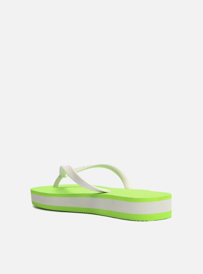 Chinelo Verde Neon e Branco Plataforma Brizza