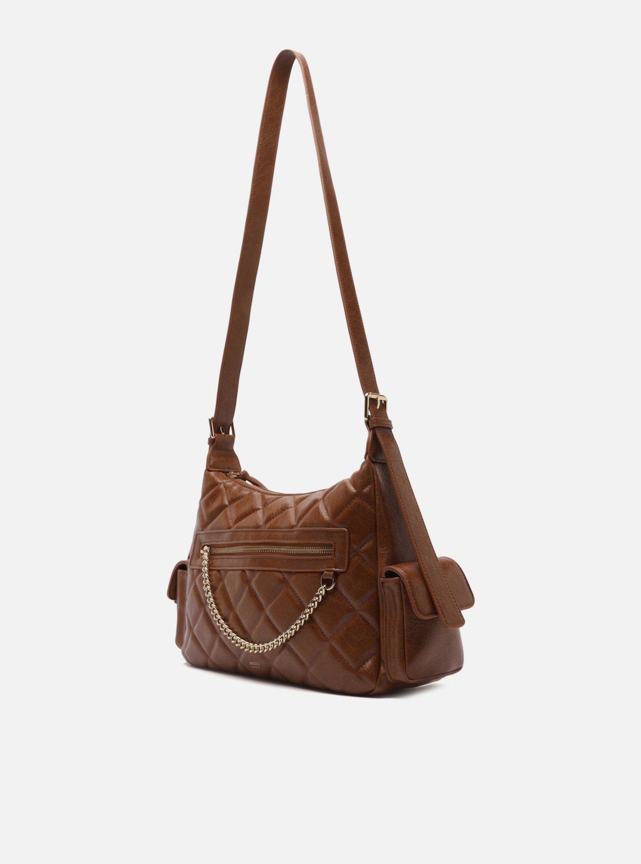 Bolsa Tiracolo Marrom Média Matelassê Bolsos — foto 2