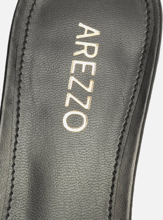 Mule Preto Couro Salto Bloco