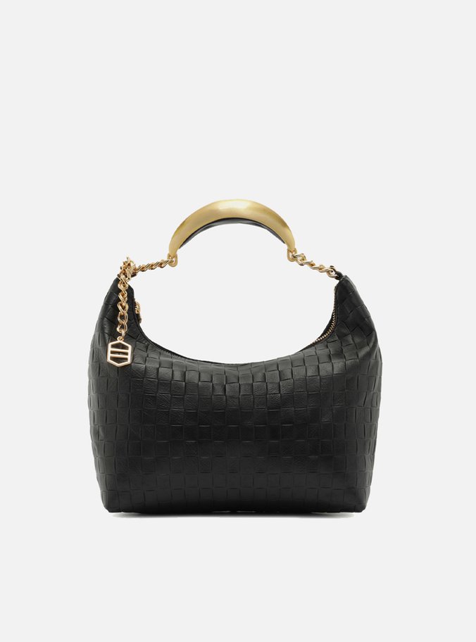 Bolsa Tiracolo Preta Couro Média Tressê