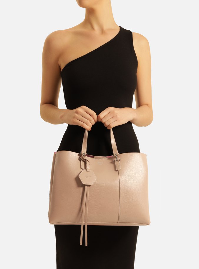 Bolsa Tote Bege Grande Bag Charm Hexágono