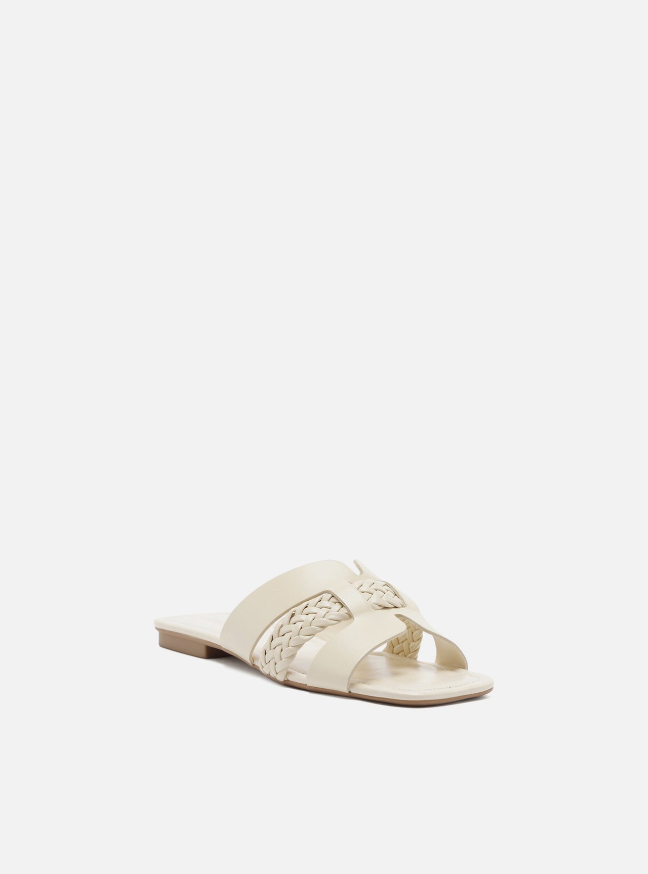 Rasteira Off-White Bico Quadrado Tiras — foto 2