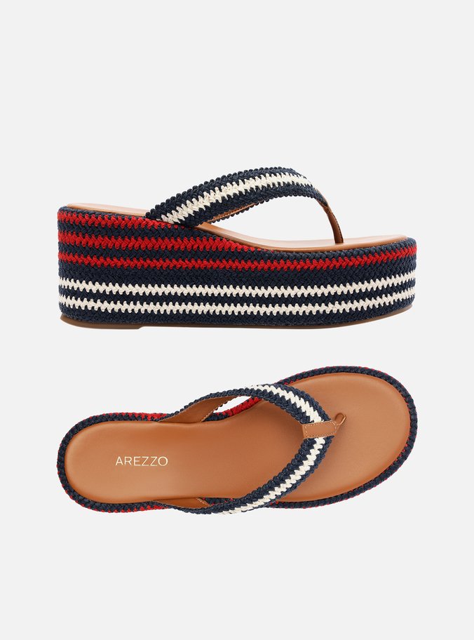 Tamanco Marrom Flatform Tecido Mix