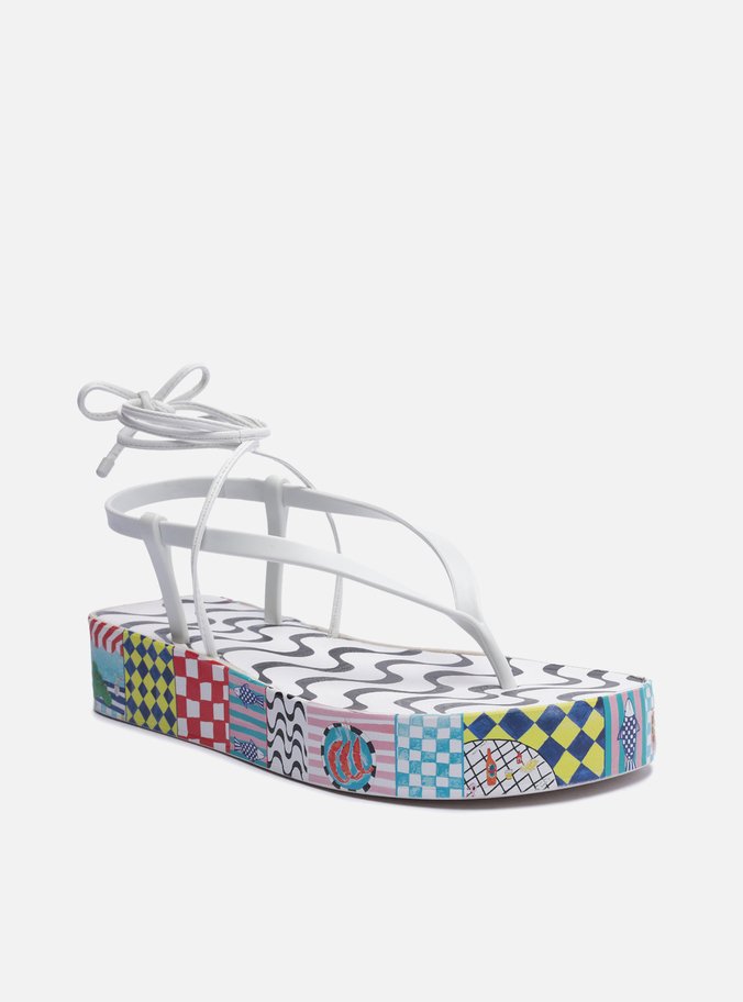 Sandália Multineutra Estampada Flatform Amarração Bela