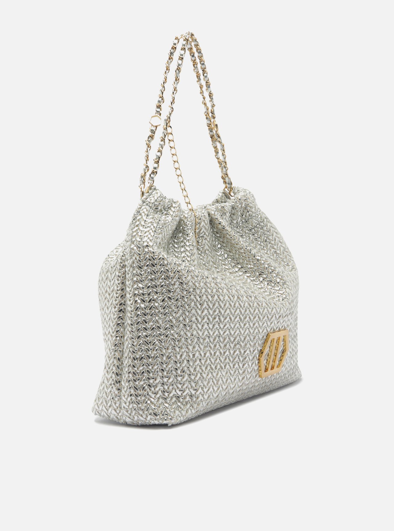 Bolsa Hobo Prateada Trama Esther Grande — foto 5