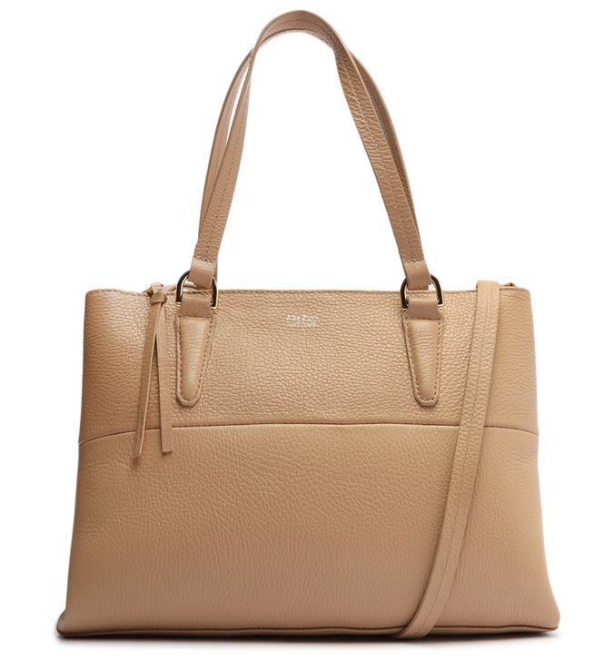 Bolsa Tote Bege Couro Grande
