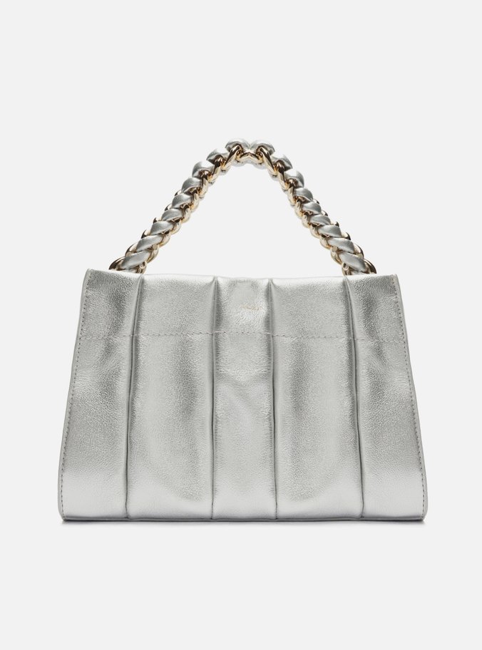 Bolsa Tote Prata Couro Milano Chain Média