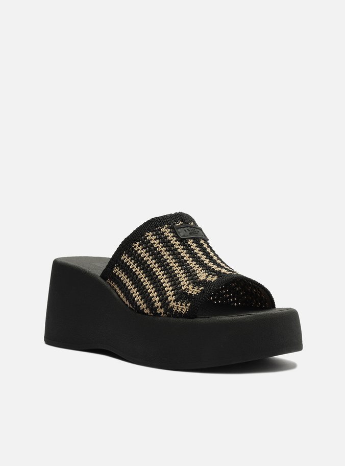 Tamanco Preta Crochê Flatform Barcelona