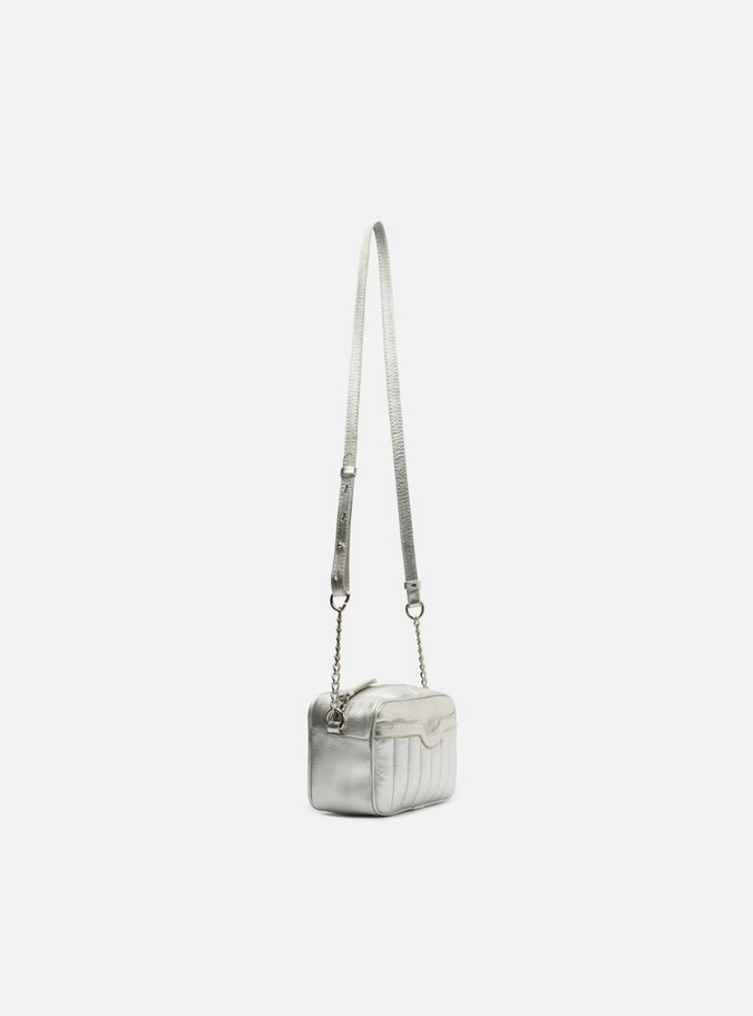 Bolsa Tiracolo Prateada Couro Francine Pequena