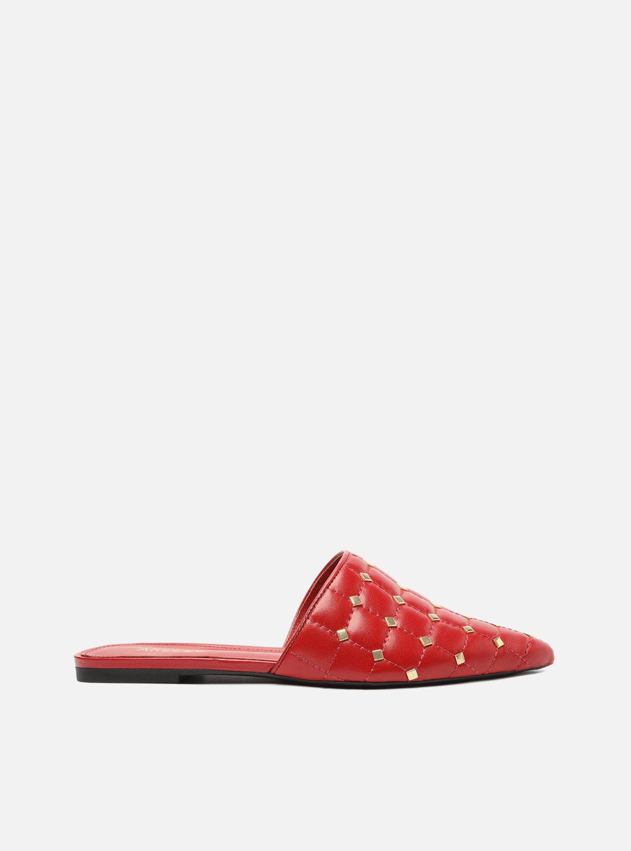 Mule Vermelha Rasteira Matelass Tachas Arezzo