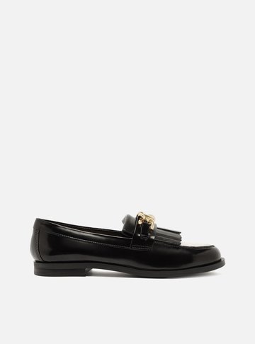 Mocassim Preto Bridão Bico Redondo