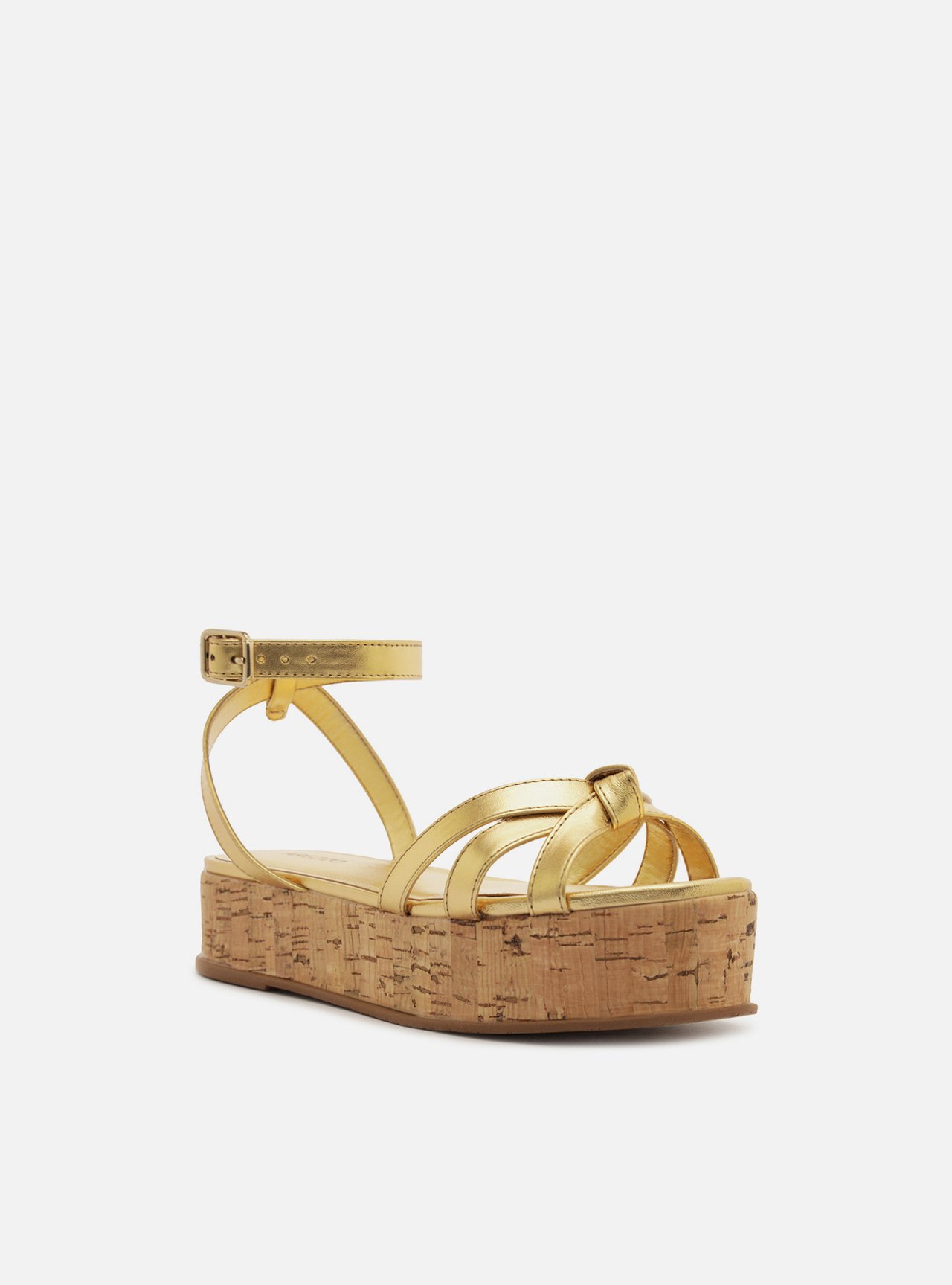 Sandália Dourada Couro Flatform — foto 2