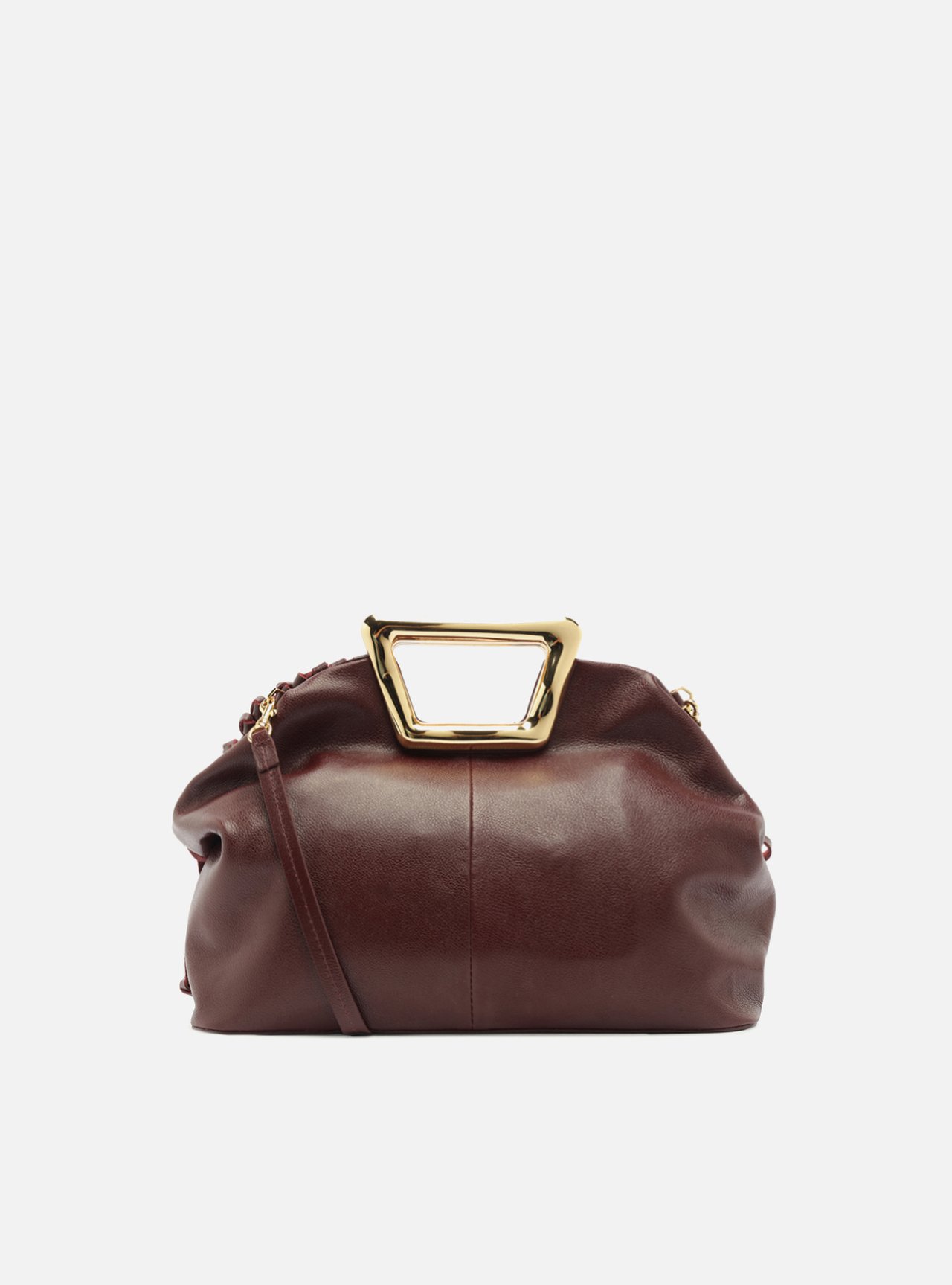 Bolsa Tiracolo Vinho Couro Média Alça Metal — foto 3