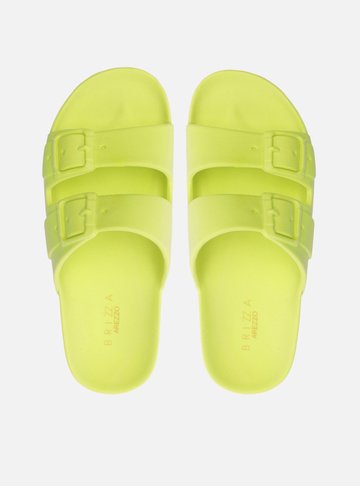 Chinelo Slide Amarelo Fivelas Brizza