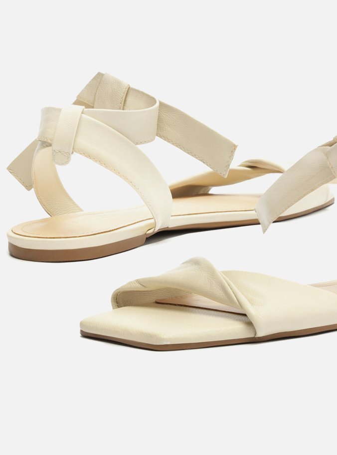 Sandália Off-White Couro Rasteira Lace Up