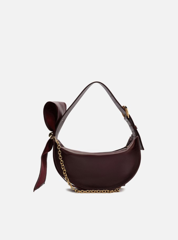 Bolsa Tiracolo Vinho Couro Média Laço Metal