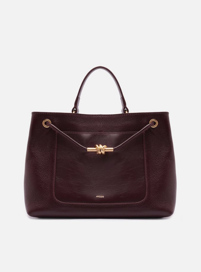 Bolsa Tote Bordô Couro Helena Grande Nó