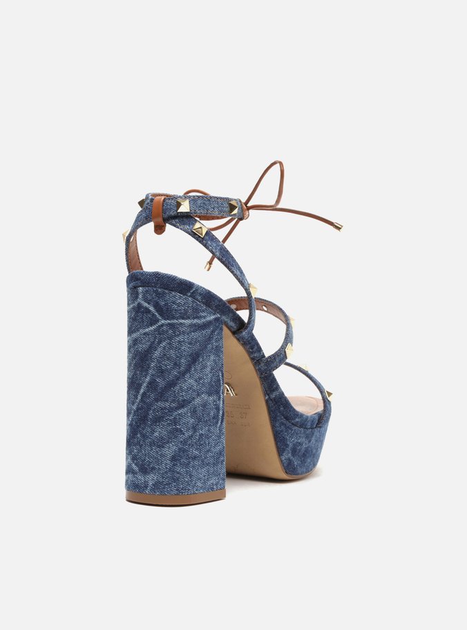 Sandália Azul Jeans Amarração
