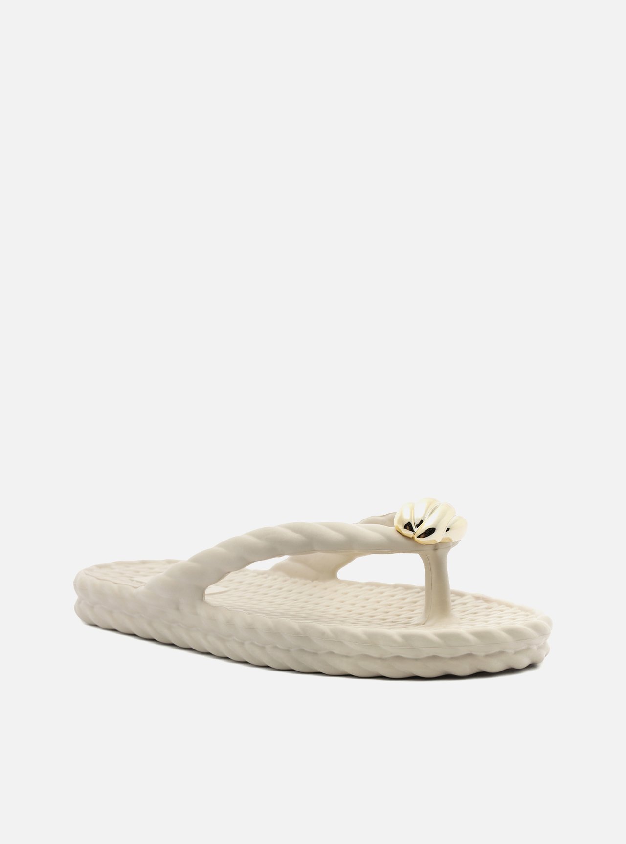 Chinelo de Dedo Branco Marrocos Metal Textura — foto 2