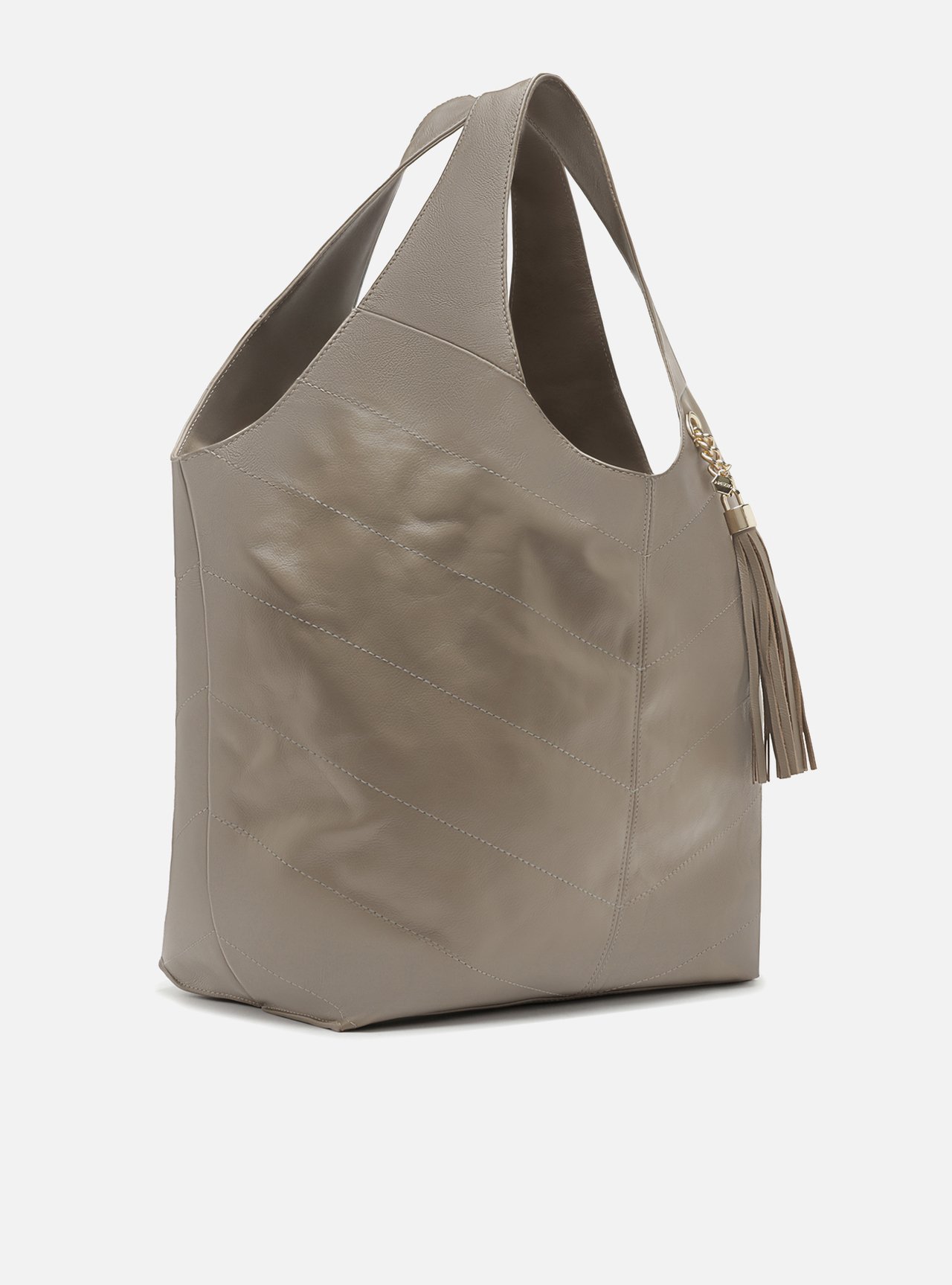 Bolsa Hobo Cinza Couro Ísis Grande — foto 5