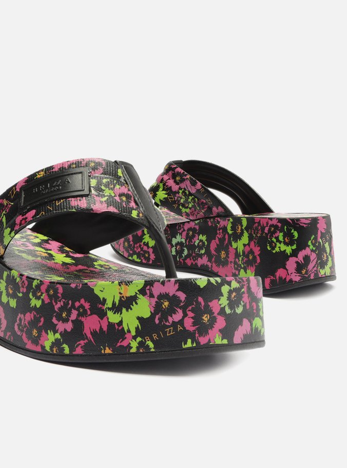 Tamanco Preta Floral Flatform Lulu Brizza