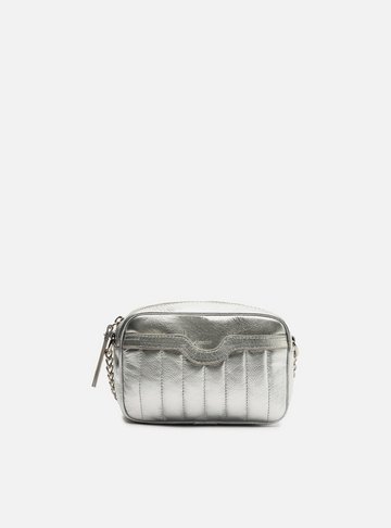 Bolsa Tiracolo Prateada Couro Francine Pequena
