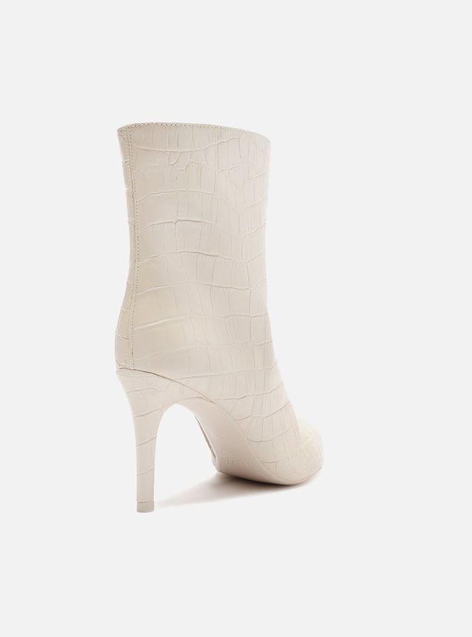 Bota Off-White Croco Cano Médio Salto Fino