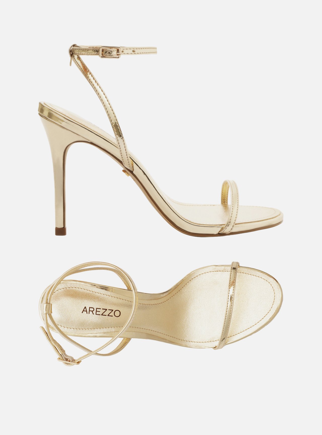 Sandália Dourada Salto Alto Fino Minimal — foto 5