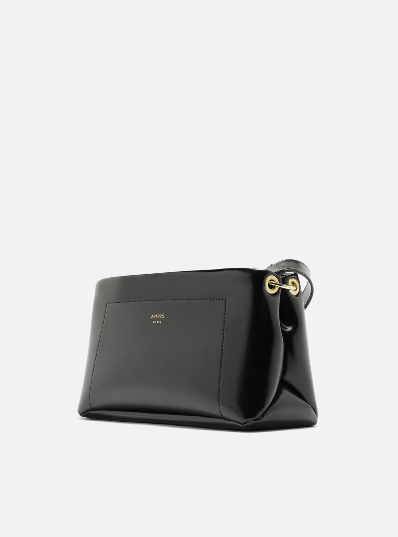 Bolsa Tiracolo Preta Média Detalhe Costura — foto 2