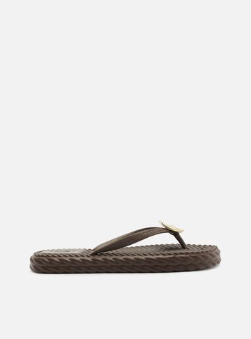 Arezzo — Chinelo de Dedo Marrom Flatform Brizza