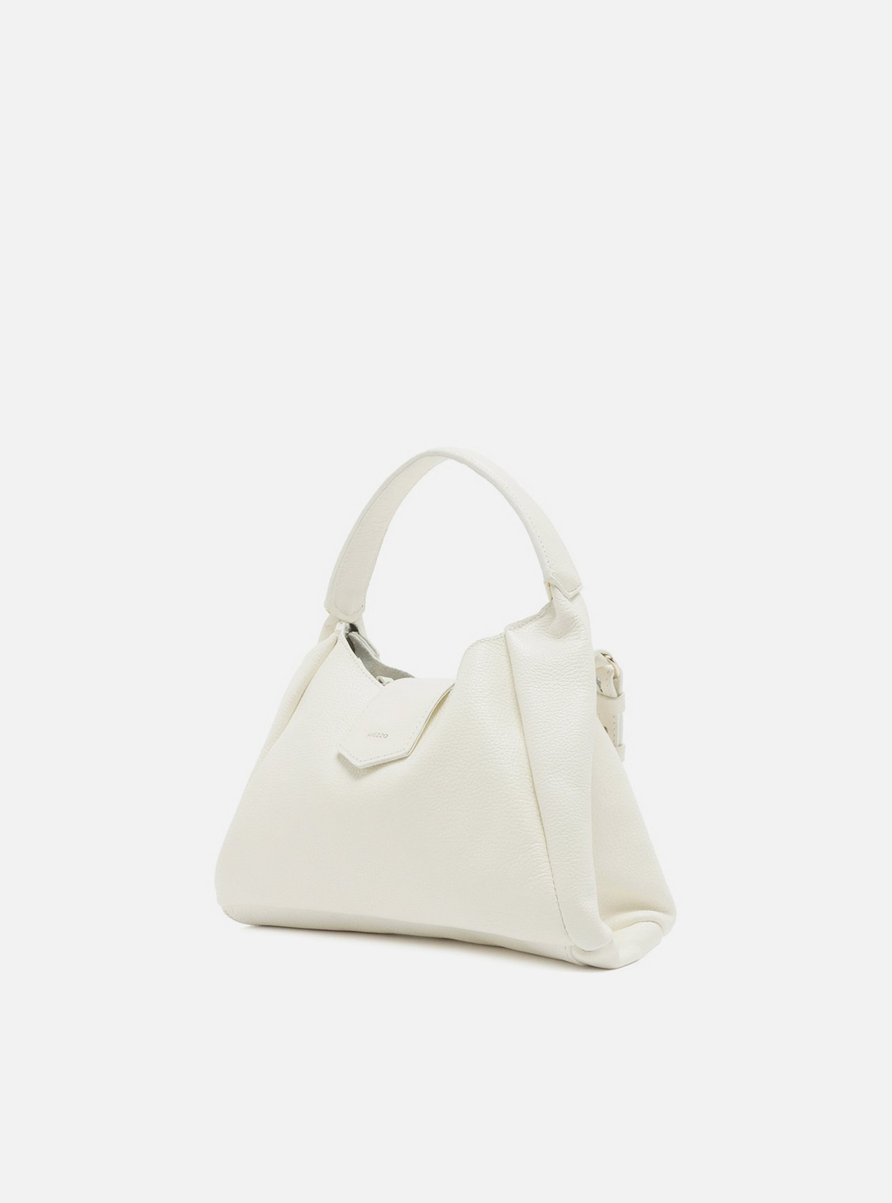 Bolsa Hobo Branca Couro Média Lapela — foto 2