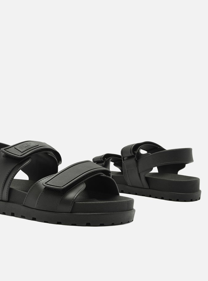 Sandália Papete Preta Velcro Liz Flex
