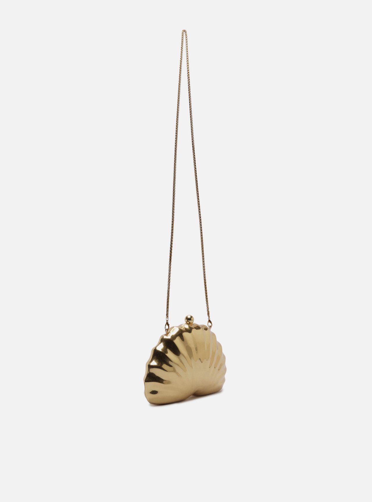 Bolsa Tiracolo Dourada Metal Média Concha — foto 5