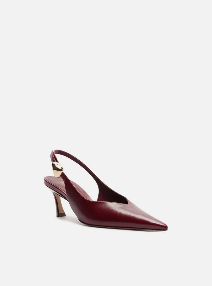 Scarpin Vermelho Couro Salto Kitten Metal