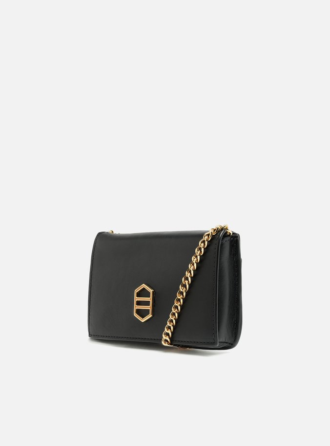 Bolsa Tiracolo Preta Couro Pequena Alça Metal