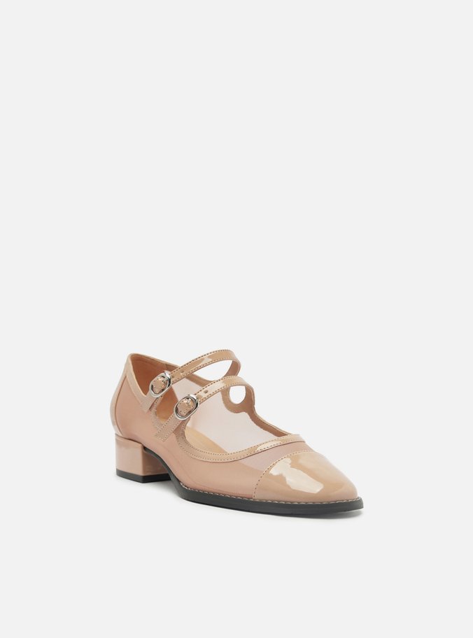 Sapato Boneca Rosa Tela Bloco Cap Toe