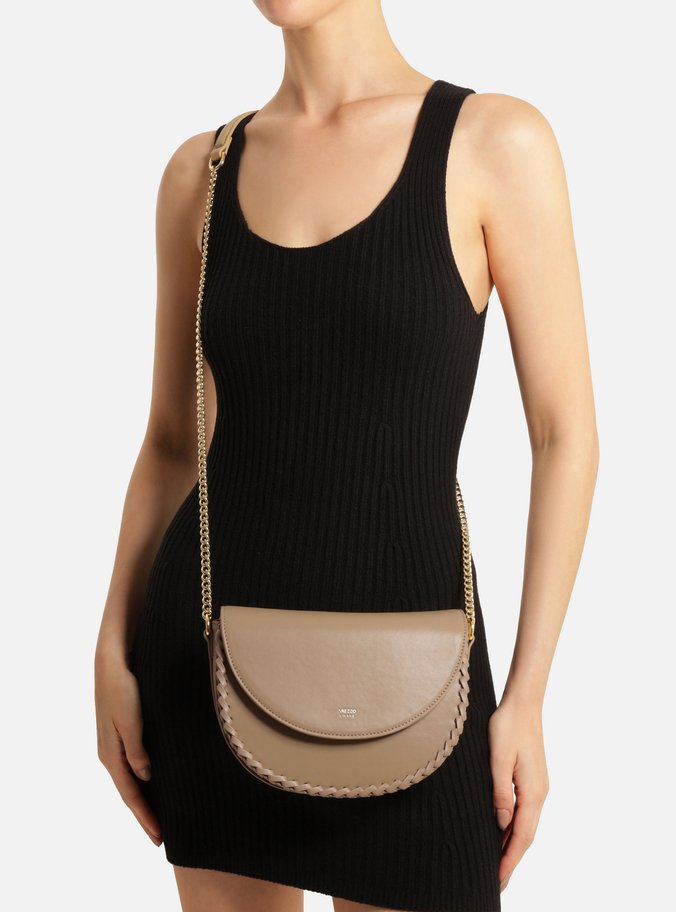 Bolsa Tiracolo Nude Pequena Tressê Corrente