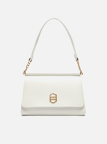 Bolsa Tiracolo Branca Couro Média Alça Curta