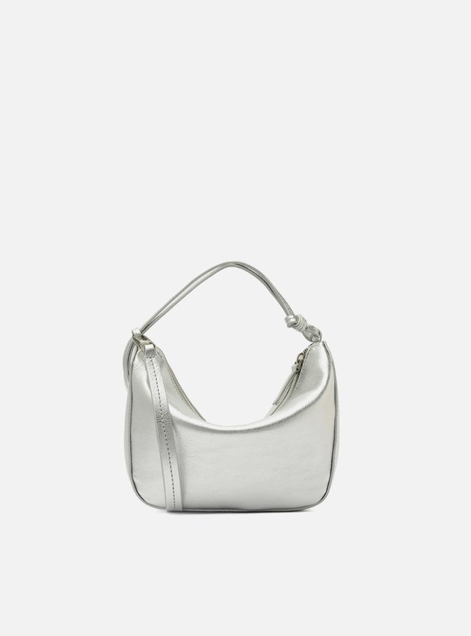 Bolsa Tiracolo Prateada Couro Pequena Alças Mix