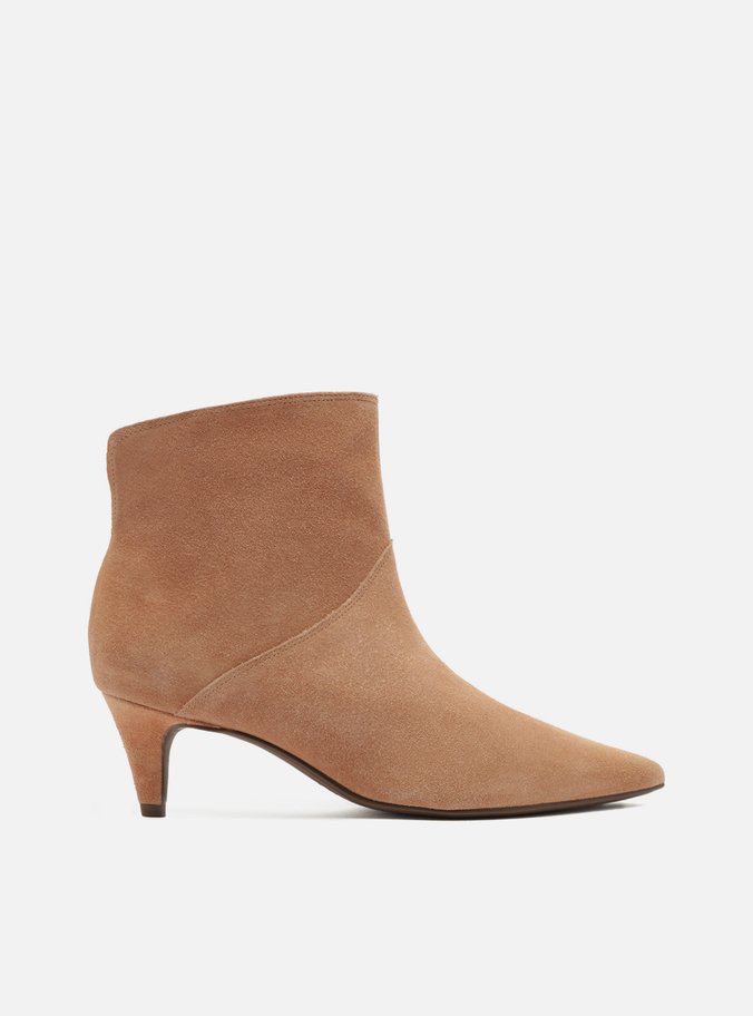 Bota Marrom Camurcina Cano Curto Salto Fino