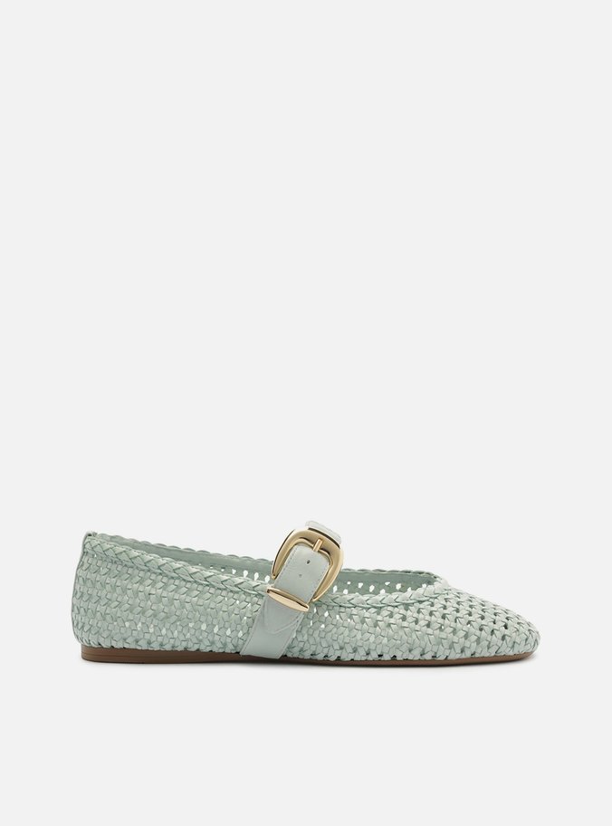Sapatilha Azul Bico Redondo Fivela Tressê