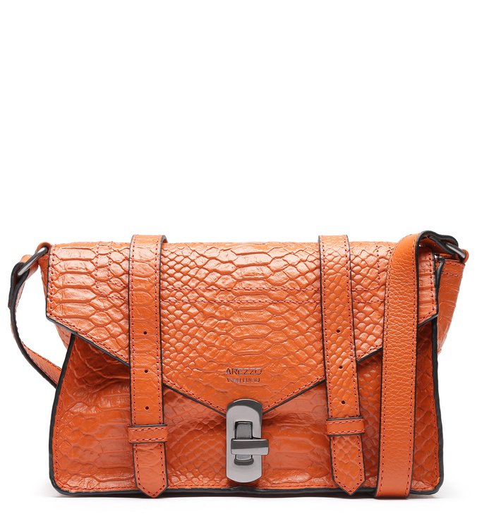 Bolsa Tiracolo Marrom Couro Python Hellena