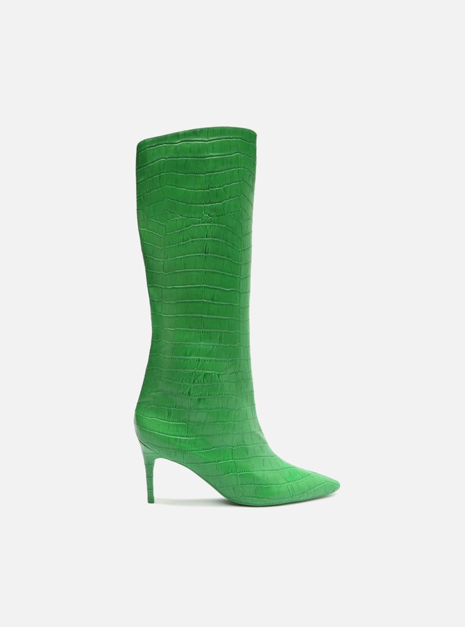 Bota Verde Croco Cano Alto Miranda