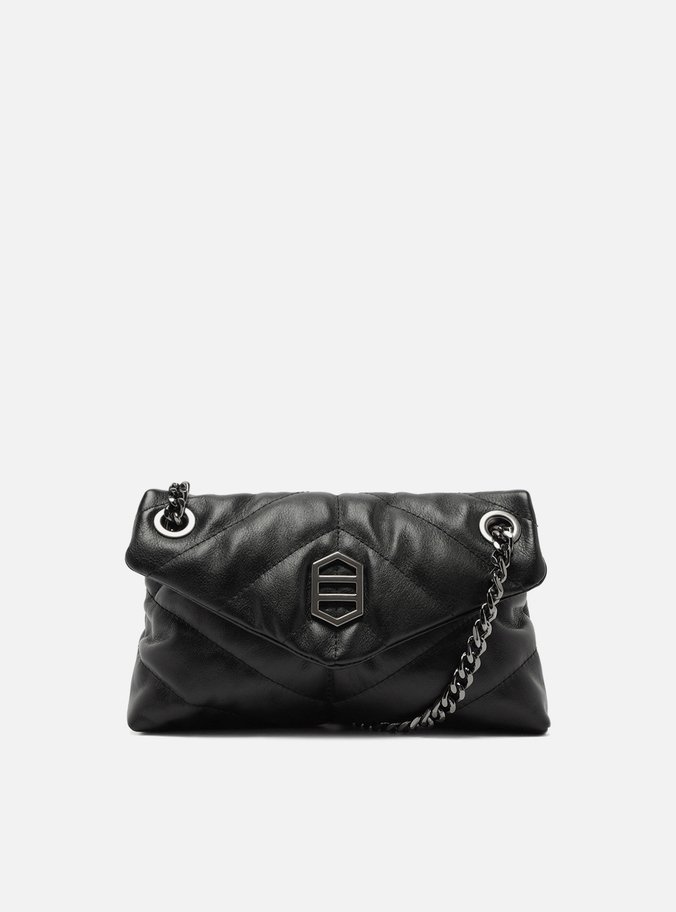 Bolsa Tiracolo Preta Couro Matelassê Média