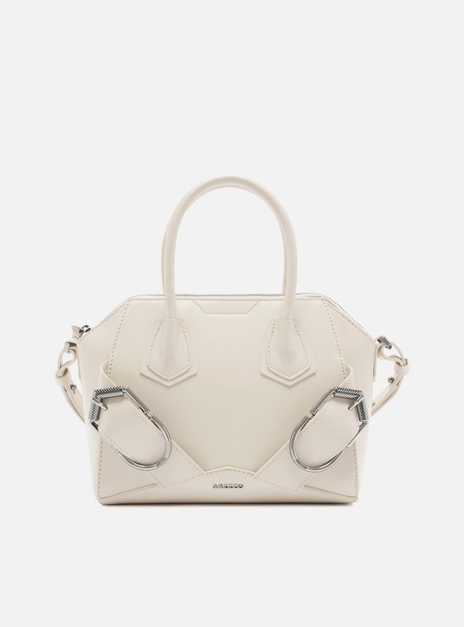 Bolsa Tote Branca Couro Média Maxi Fivelas