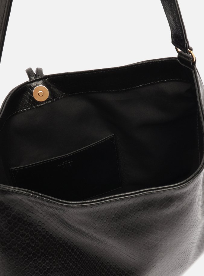 Bolsa Tiracolo Envernizada Preta Grande