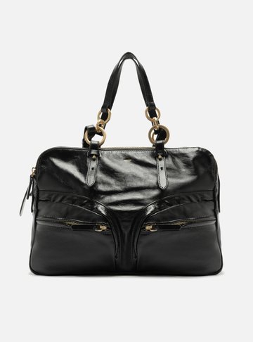 Bolsa Tote Preta Couro Verniz Grande Bolsos